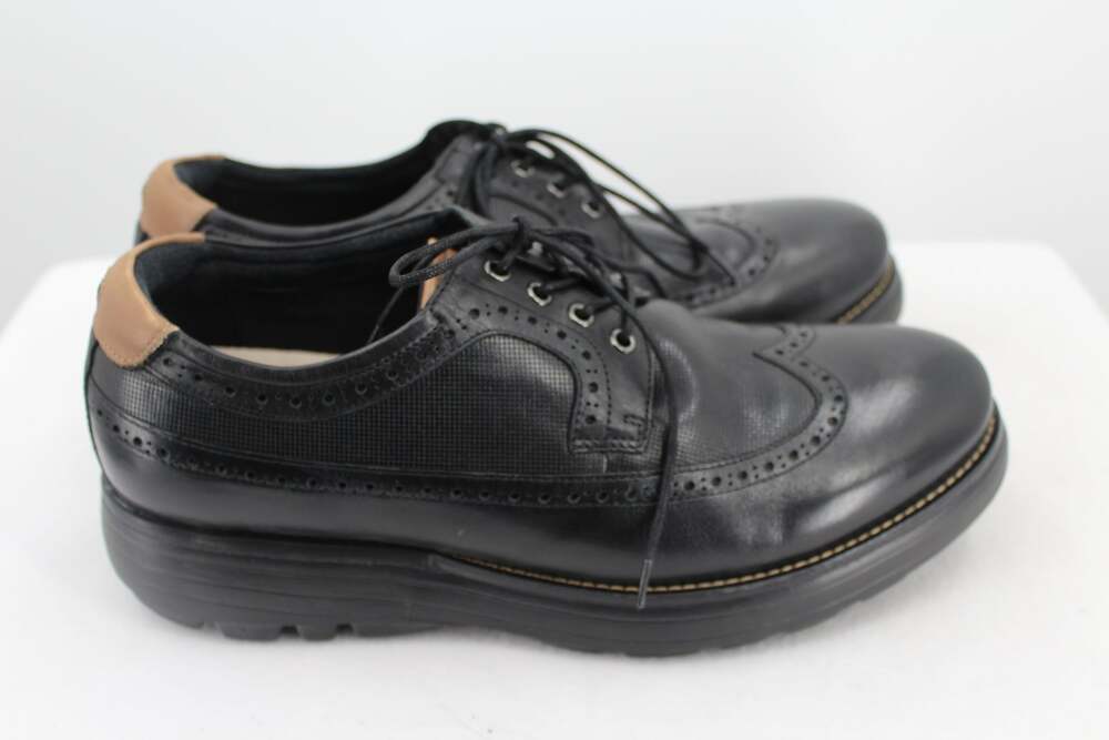 Gravity Defyer Morteson Mens 11W Black Leather Wingtip Oxford Shoes G-Defy
